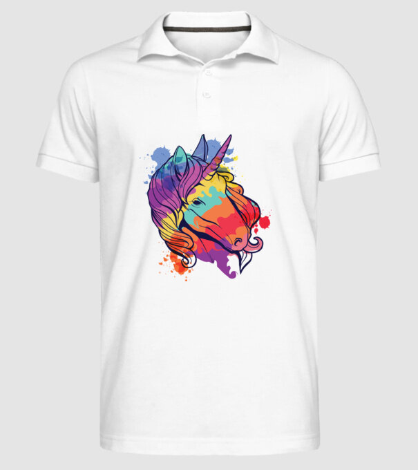 Curcubeu colorat Unicorn tricou model alb pe tricou