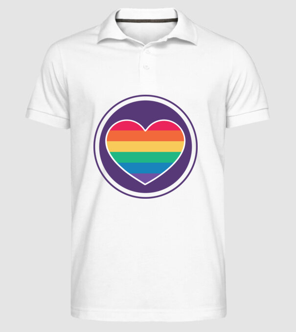 Inimă curcubeu model alb pe tricou