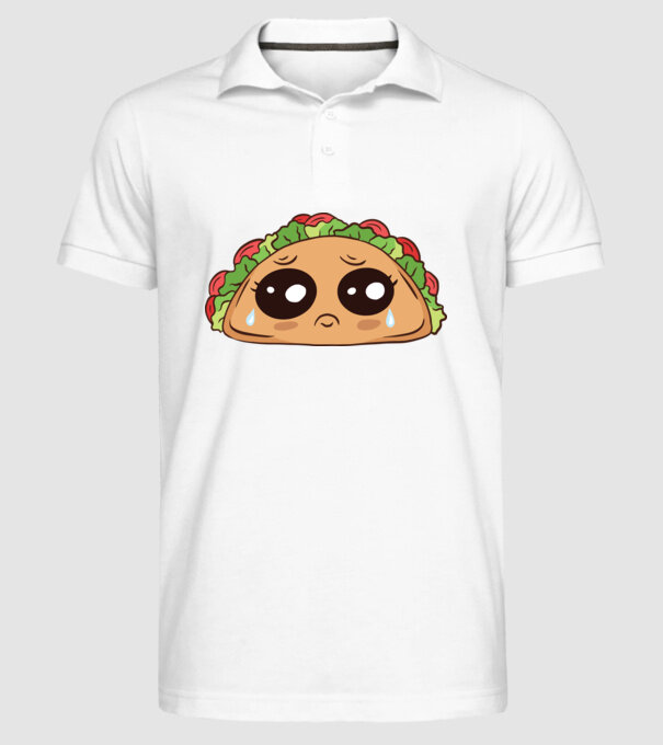 Taco trist model alb pe tricou