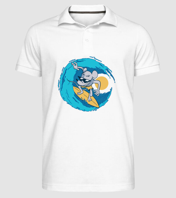 Șoarece Surfer model alb pe tricou