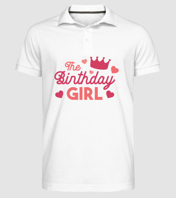 Fată cu Zi de naștere model alb pe tricou