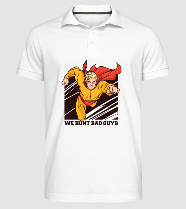 Supererou model alb pe tricou
