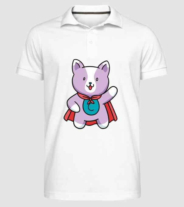 Pisică Supererou model alb pe tricou