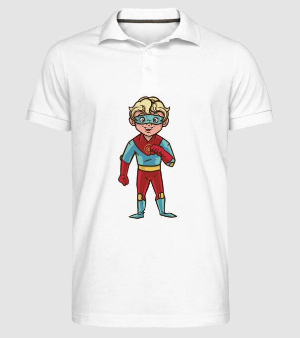 Băiat supererou model alb pe tricou