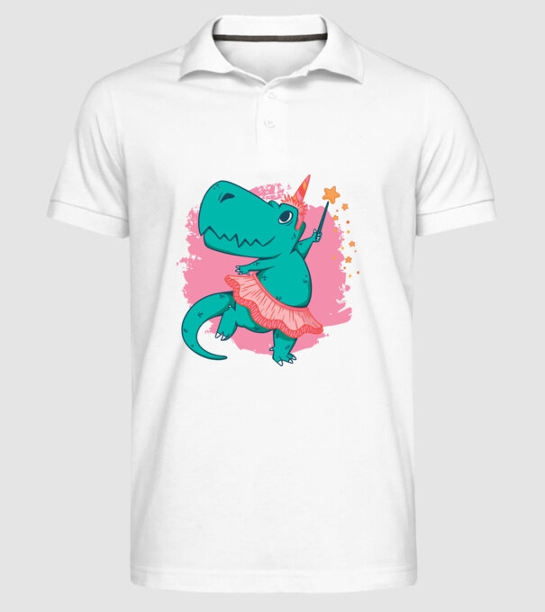 T-rex Balerină model alb pe tricou