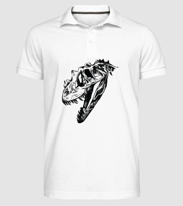 Craniu T-rex model alb pe tricou