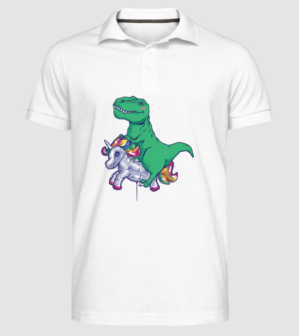T-rex pe Unicorn balon model alb pe tricou