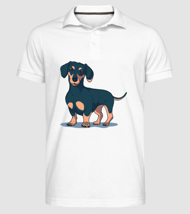 Tricou cu Câine teckel drăguț model alb pe tricou