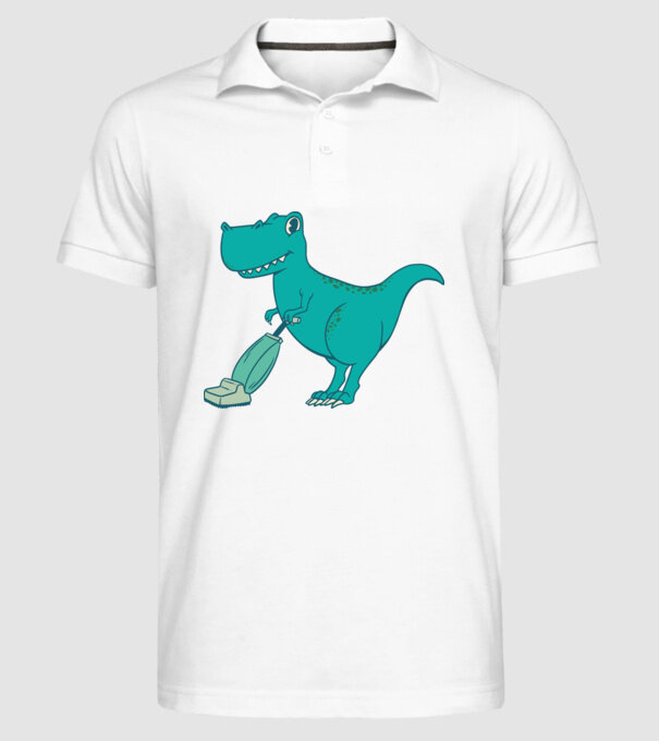 T-rex făcând curățenie model alb pe tricou
