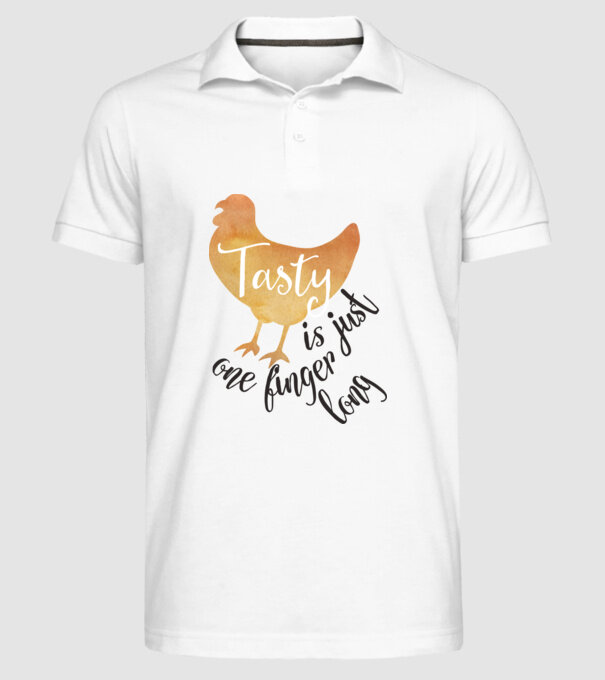 Tasty is just one finger long model alb pe tricou