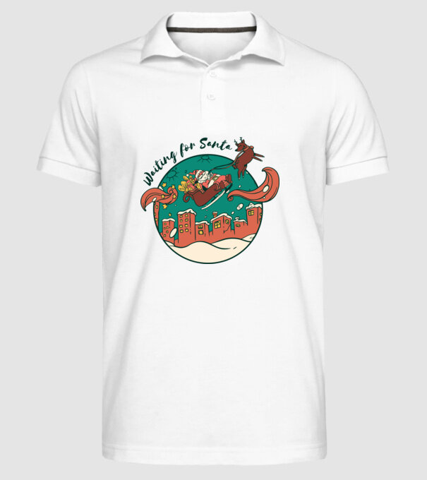 Așteptându-l pe Moș Crăciun model alb pe tricou