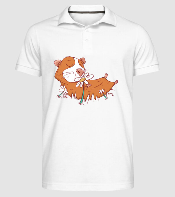 Porcușor de Guineea pe câmp model alb pe tricou
