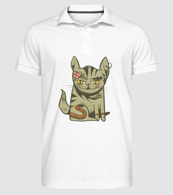 Pisoi tatuat model alb pe tricou