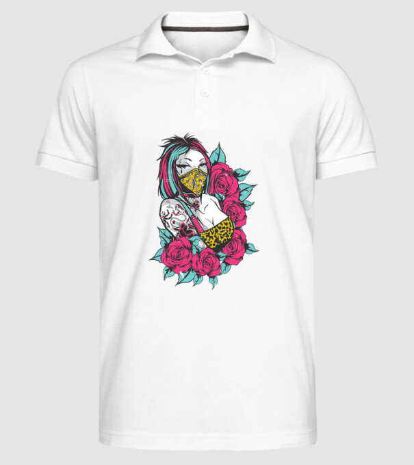 Fată tatuată model alb pe tricou