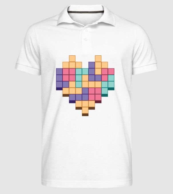 Inimă Tetris model alb pe tricou