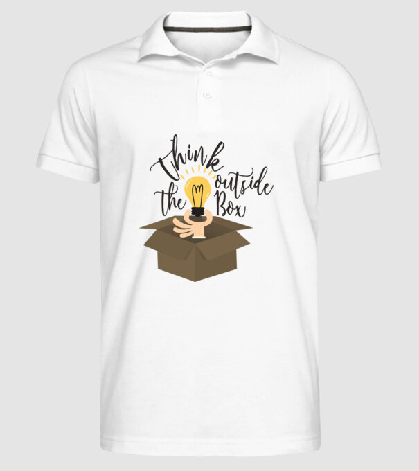 Think outside of the box model alb pe tricou