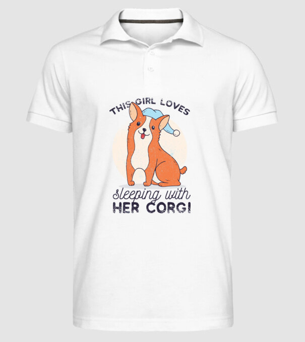 This Girl Loves sleeping with her Corgi model alb pe tricou