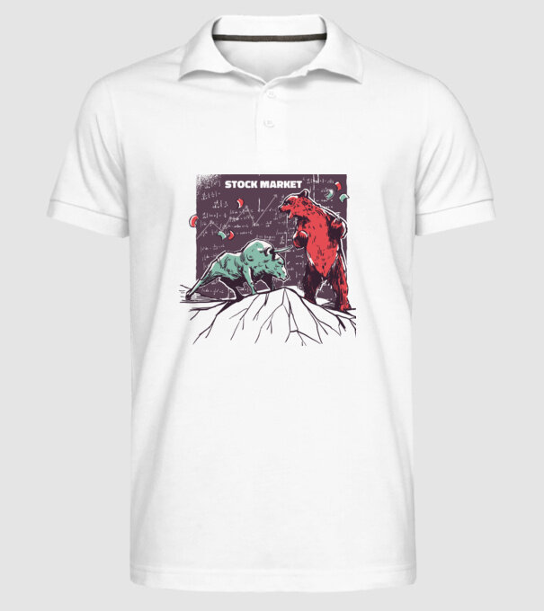 Bursa de Valori Taur vs Urs model alb pe tricou