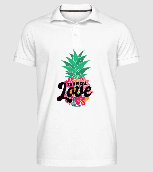 Ananas Tropical Love model alb pe tricou