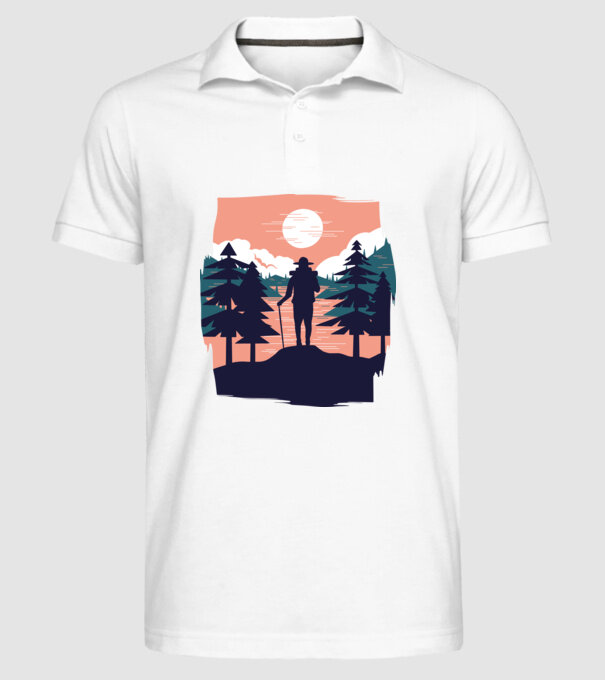 Drumeție model alb pe tricou
