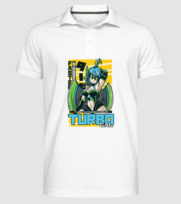 Turbo Gal Anime model alb pe tricou