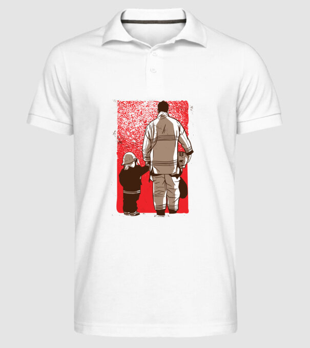 Tricou Pompier tată și fiu model alb pe tricou