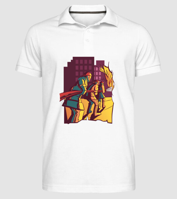 Pompieri în acțiune model alb pe tricou