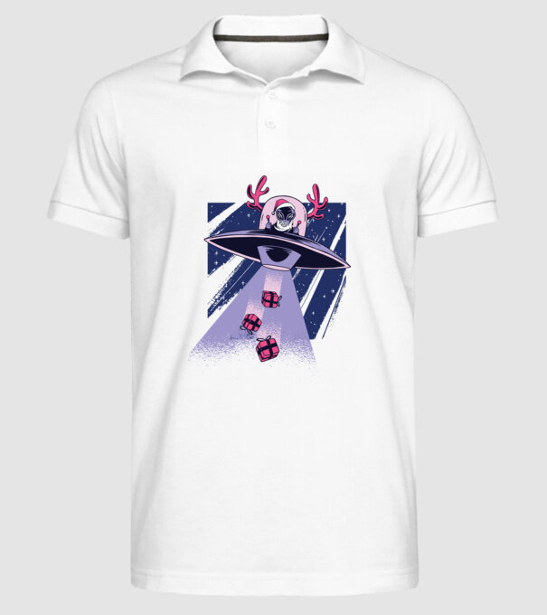 OZN duce cadouri - tricou de Crăciun amuzant model alb pe tricou