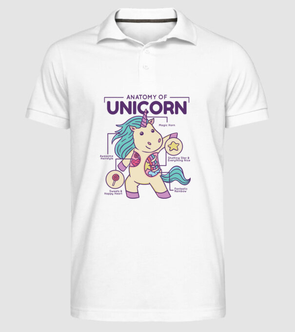 Unicorn Anatomie model alb pe tricou