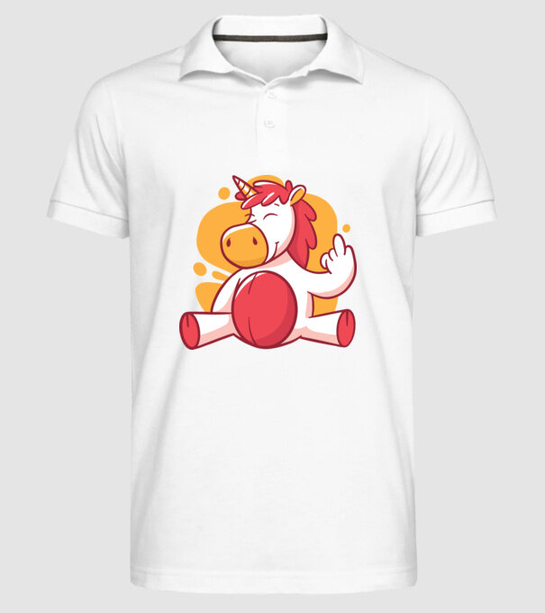 Unicorn arată degetul model alb pe tricou