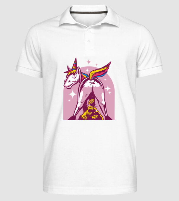 Unicorn Bitcoin model alb pe tricou