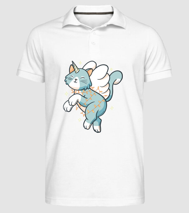 Pisică Unicorn model alb pe tricou