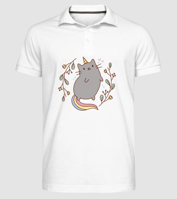 Pisică Unicorn model alb pe tricou