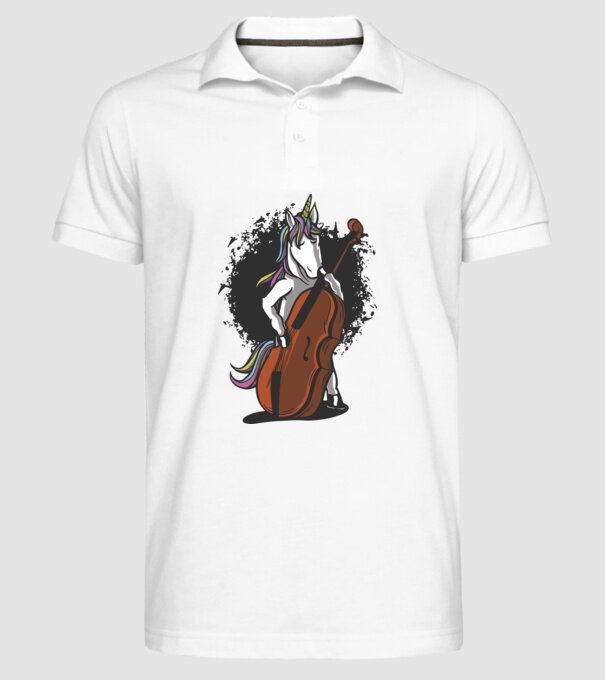 Unicorn cu violoncel model alb pe tricou