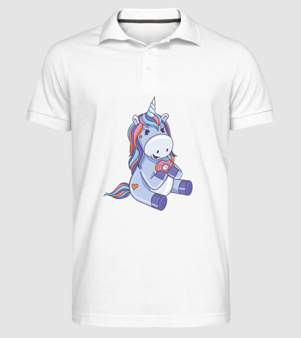 Unicorn cu gogoașă model alb pe tricou