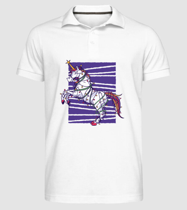 Unicorn pom de Crăciun model alb pe tricou