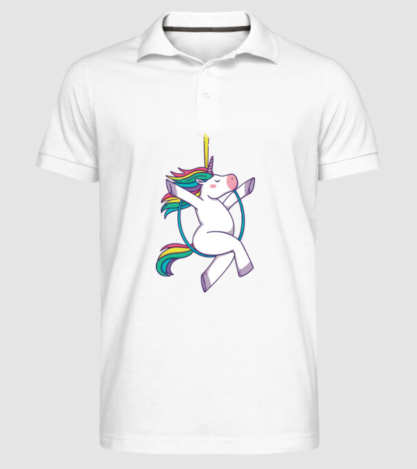 Unicorn pe cerc model alb pe tricou