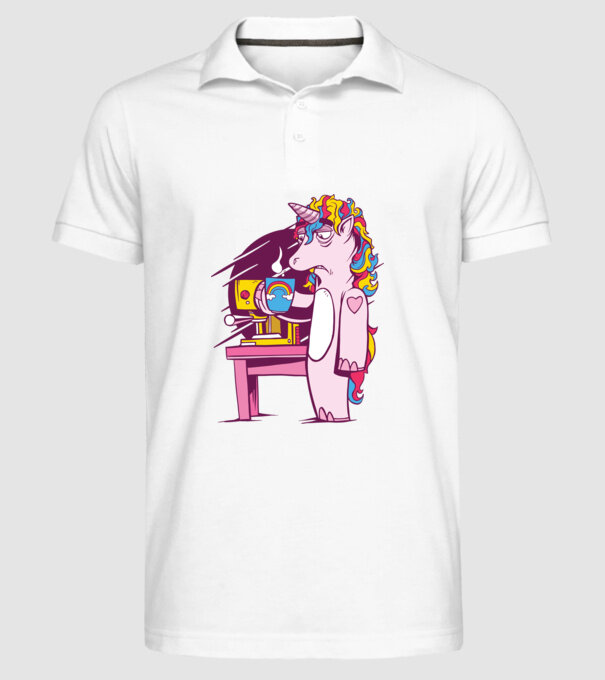 Unicorn Cafea model alb pe tricou