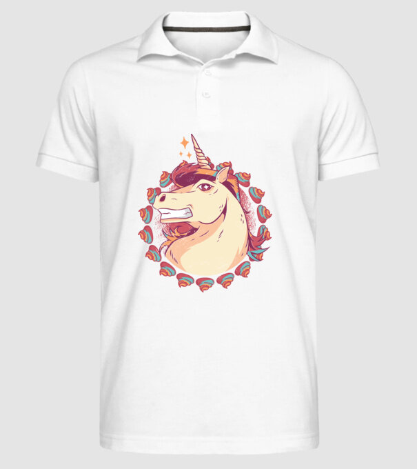 Unicorn Mullet model alb pe tricou