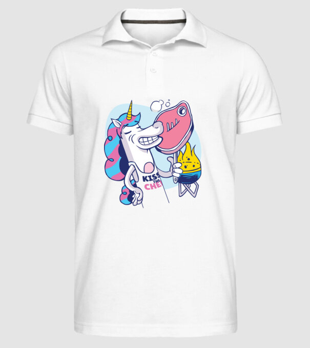 Unicorn Steak BBQ model alb pe tricou