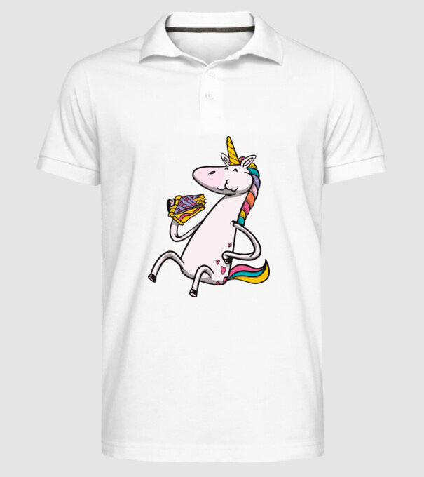 Unicorn cu prăjitură model alb pe tricou