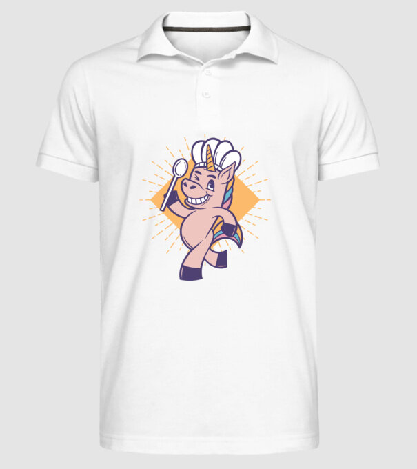 Unicorn Bucătar model alb pe tricou