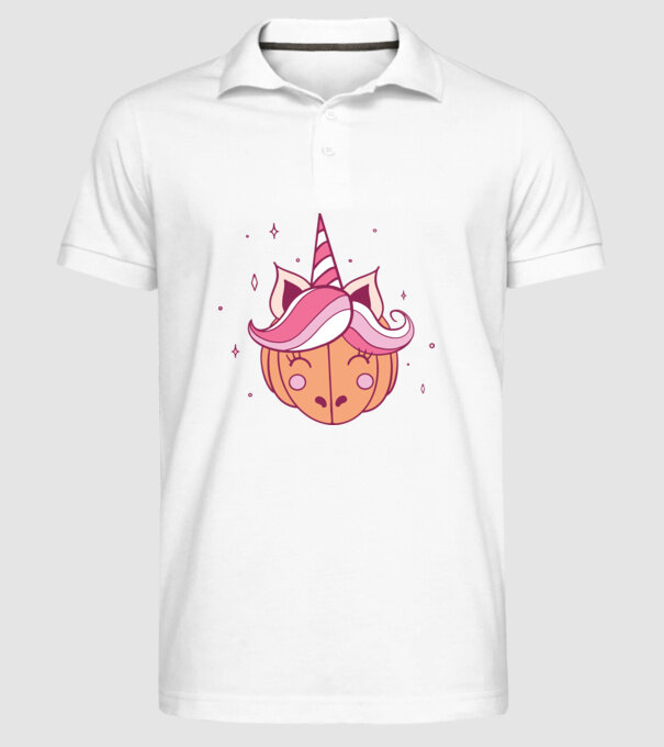 Unicorn Dovleac model alb pe tricou