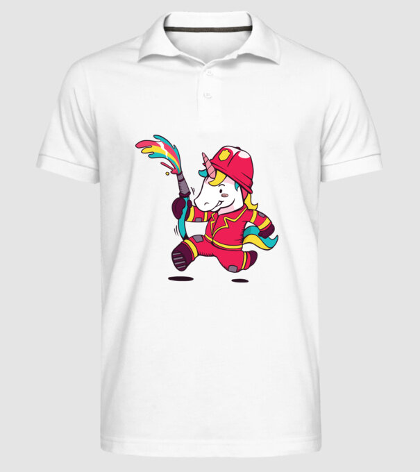 Pompier Unicorn model alb pe tricou