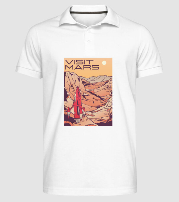 Călătorie pe Marte afiș model alb pe tricou