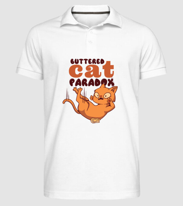 Paradox pisică cu unt model alb pe tricou