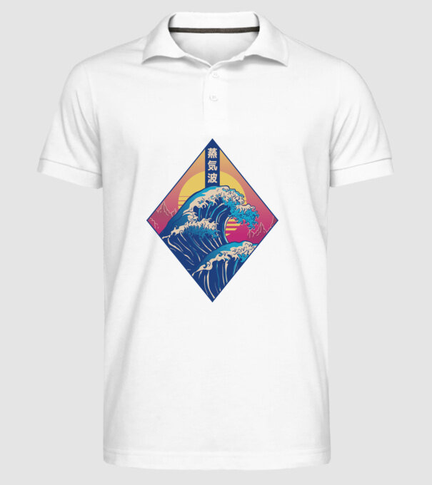 Vaporwave Val model alb pe tricou