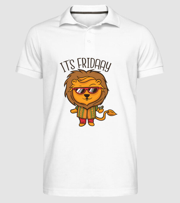 În sfârșit, vineri Leu model alb pe tricou
