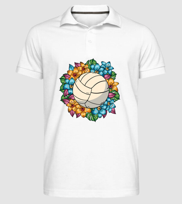 Minge de volei cu flori model alb pe tricou