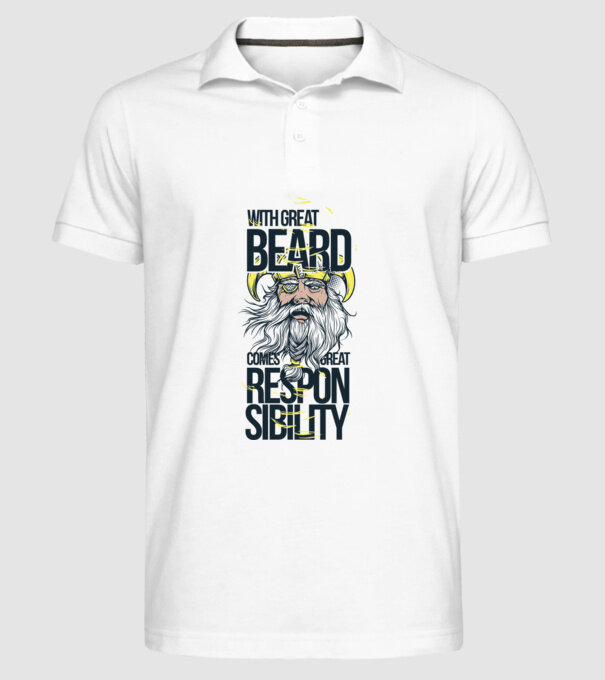 With great beard comes great responsibility model alb pe tricou
